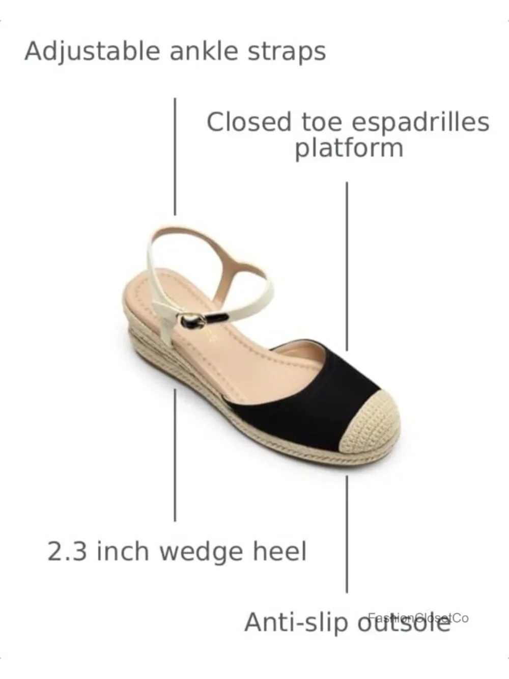 Espadrille Platform Wedge Sandals with Cushioned Insole and Ankle Strap Buckle